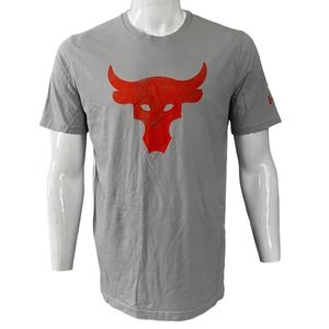 Under Armour Shirt Men's Size Large PJT Rock Brahma Bull Loose Short-Sleeve